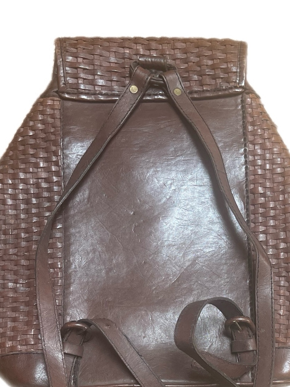 LEATHER Basketweave Rucksack Backpack - Picture 3 of 14